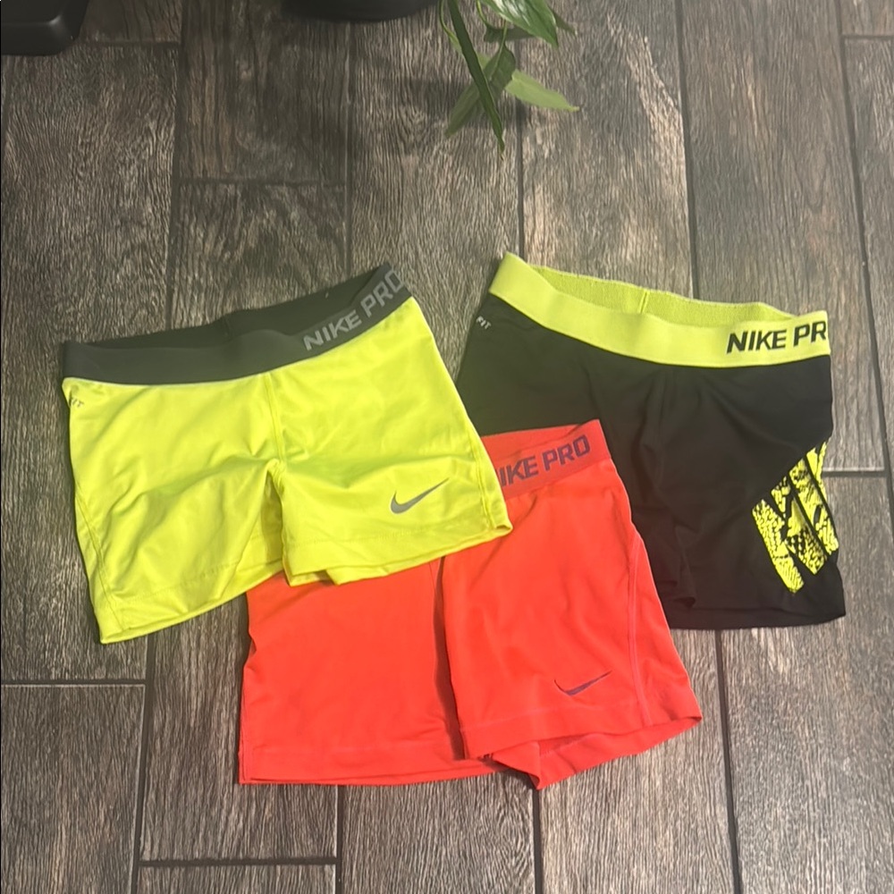 Nike Pro Neon and Black Shorts Trio